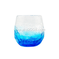 Bubble Tumbler Glass Cup With Blue